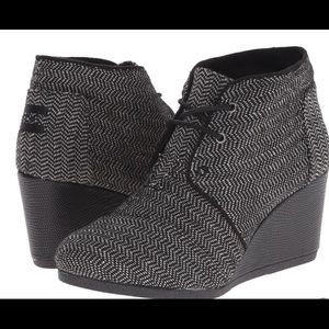 Black Herringbone Desert Wedge Booties